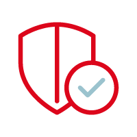 An icon depicting a security shield with a checkmark